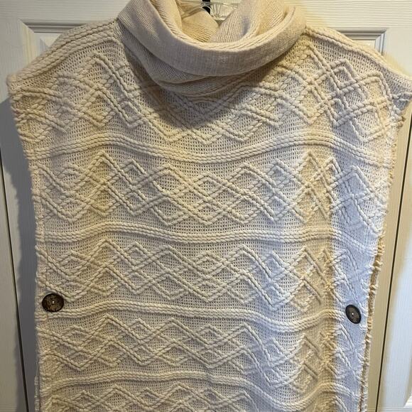 Sleeveless Cowl Neck Cable Knit Sweater Cream One Size - Picture 2 of 6